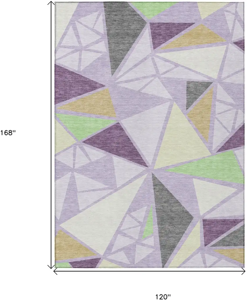 Lavender Purple And Green Geometric Washable Indoor Outdoor Area Rug Photo 3