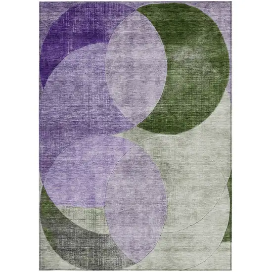 Lavender Purple And Green Geometric Washable Indoor Outdoor Area Rug Photo 6