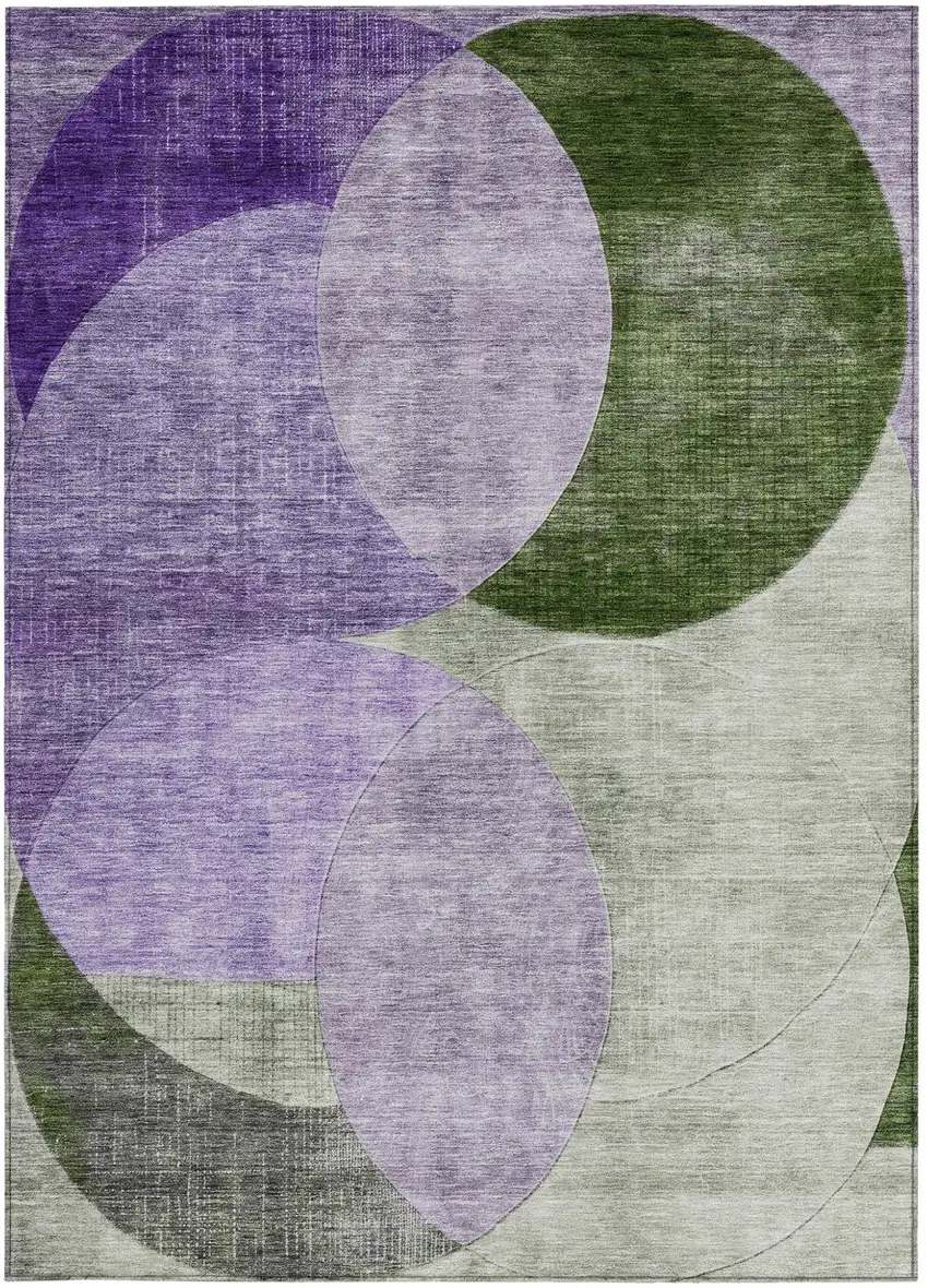 Lavender Purple And Green Geometric Washable Indoor Outdoor Area Rug Photo 6