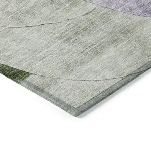 Photo of Lavender Purple And Green Geometric Washable Indoor Outdoor Area Rug