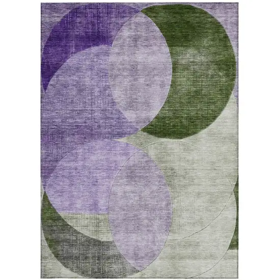 Lavender Purple And Green Geometric Washable Indoor Outdoor Area Rug Photo 6
