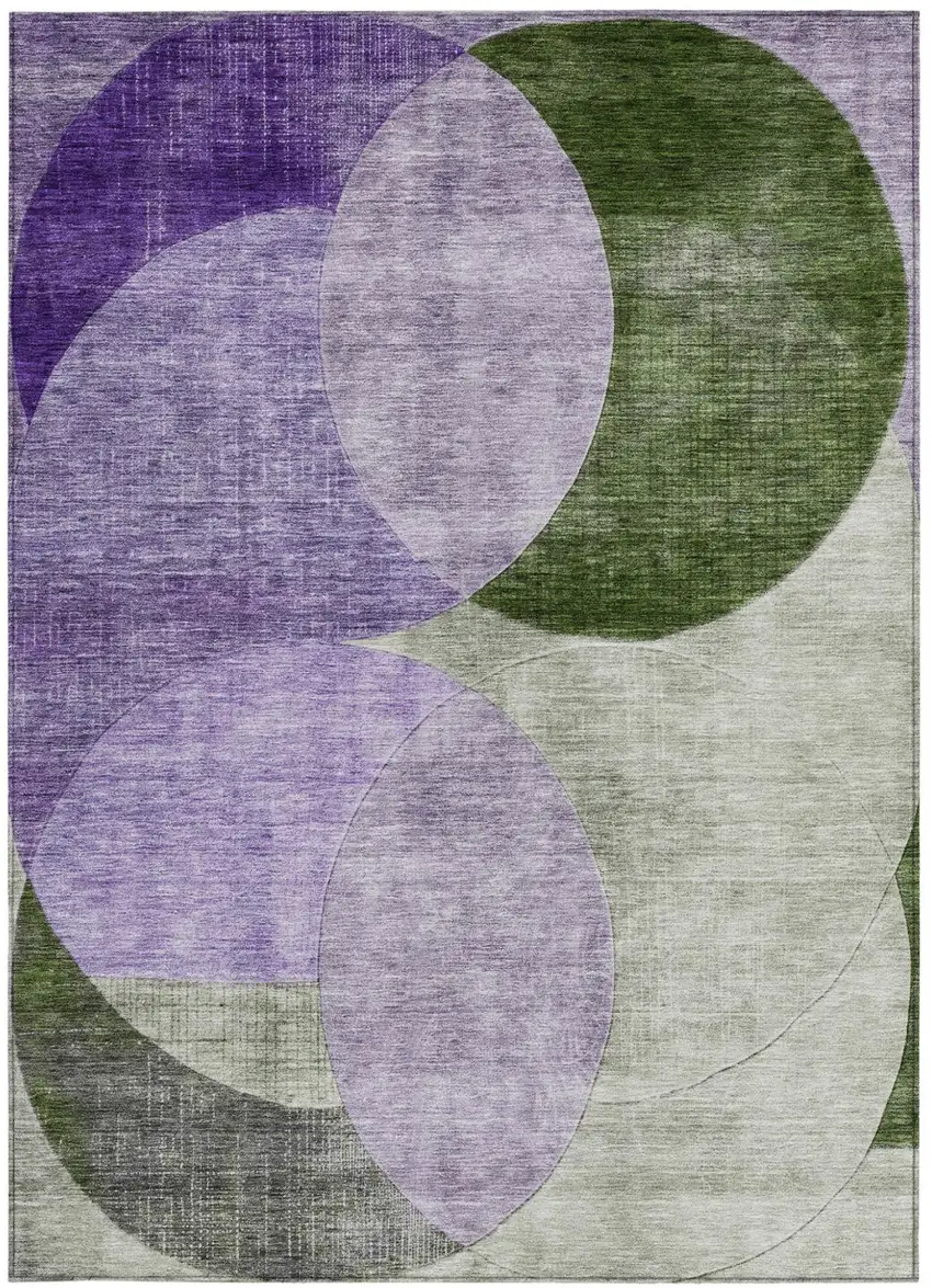 Lavender Purple And Green Geometric Washable Indoor Outdoor Area Rug Photo 6