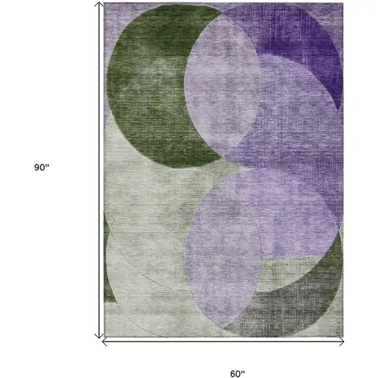 Lavender Purple And Green Geometric Washable Indoor Outdoor Area Rug Photo 7
