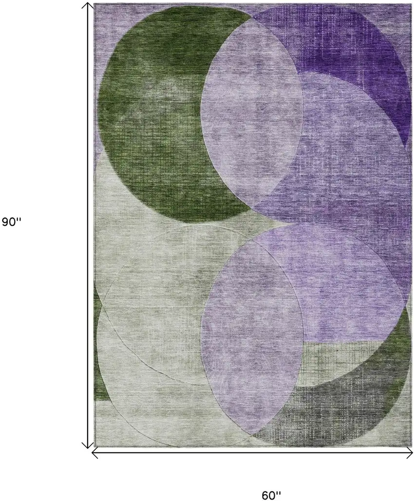 Lavender Purple And Green Geometric Washable Indoor Outdoor Area Rug Photo 7
