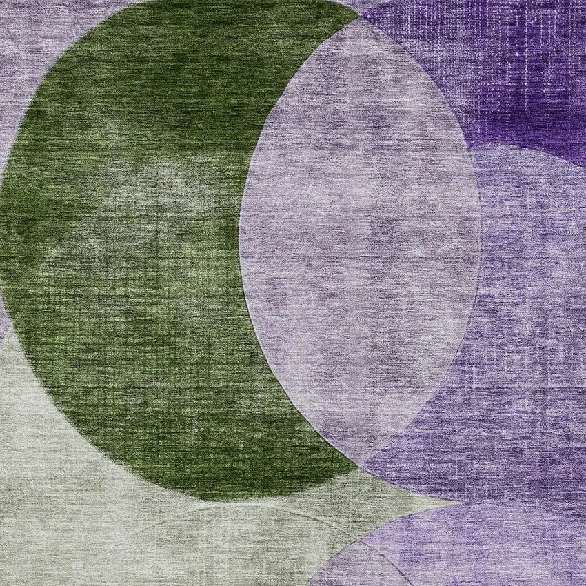 Lavender Purple And Green Geometric Washable Indoor Outdoor Area Rug Photo 4