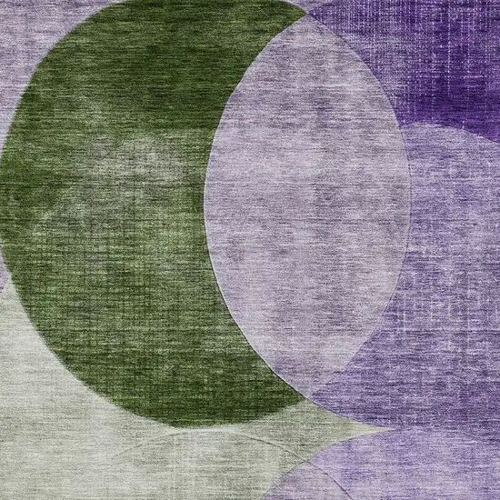 Lavender Purple And Green Geometric Washable Indoor Outdoor Area Rug Photo 4