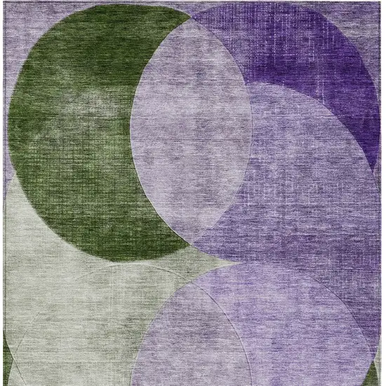 Lavender Purple And Green Geometric Washable Indoor Outdoor Area Rug Photo 5