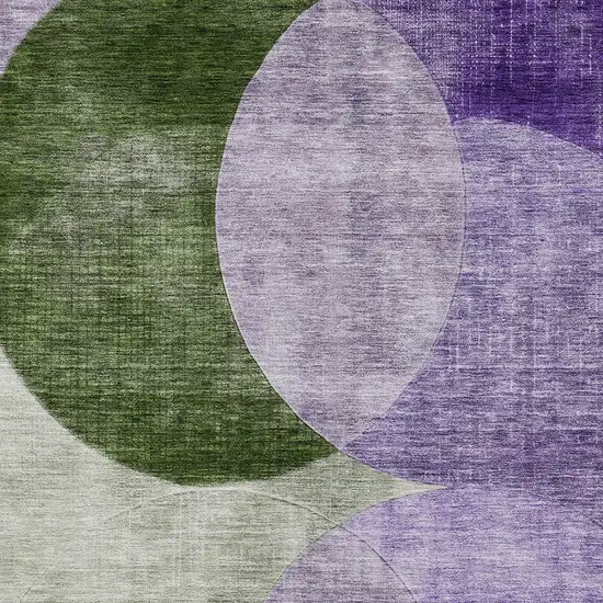 Lavender Purple And Green Geometric Washable Indoor Outdoor Area Rug Photo 5