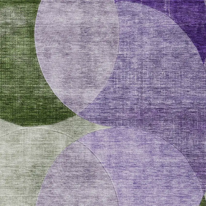 Lavender Purple And Green Geometric Washable Indoor Outdoor Area Rug Photo 5