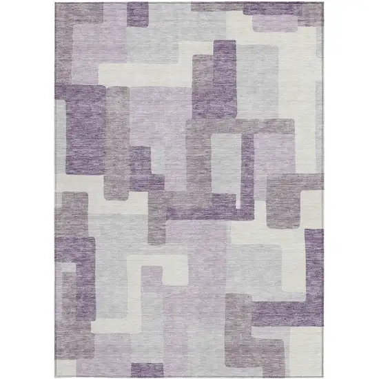 Lavender Purple And Ivory Abstract Washable Indoor Outdoor Area Rug Photo 5