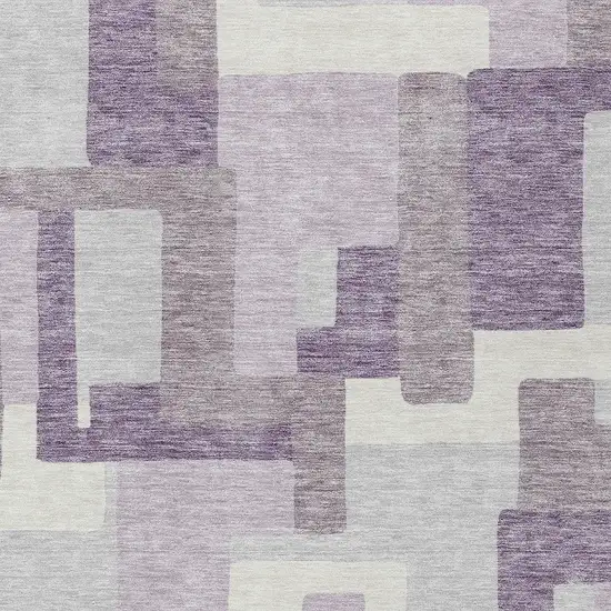 Lavender Purple And Ivory Abstract Washable Indoor Outdoor Area Rug Photo 4