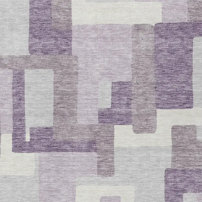 Lavender Purple And Ivory Abstract Washable Indoor Outdoor Area Rug Photo 4