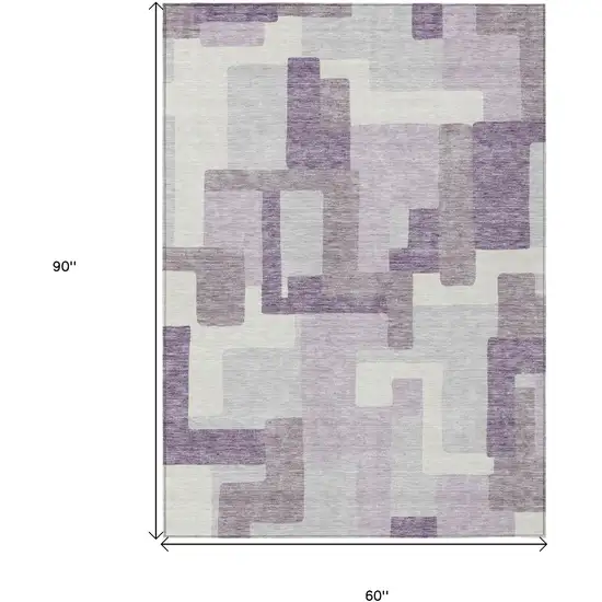 Lavender Purple And Ivory Abstract Washable Indoor Outdoor Area Rug Photo 3
