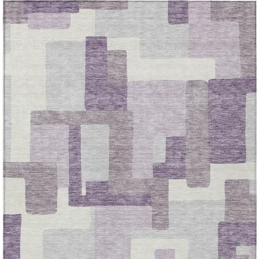 Lavender Purple And Ivory Abstract Washable Indoor Outdoor Area Rug Photo 4