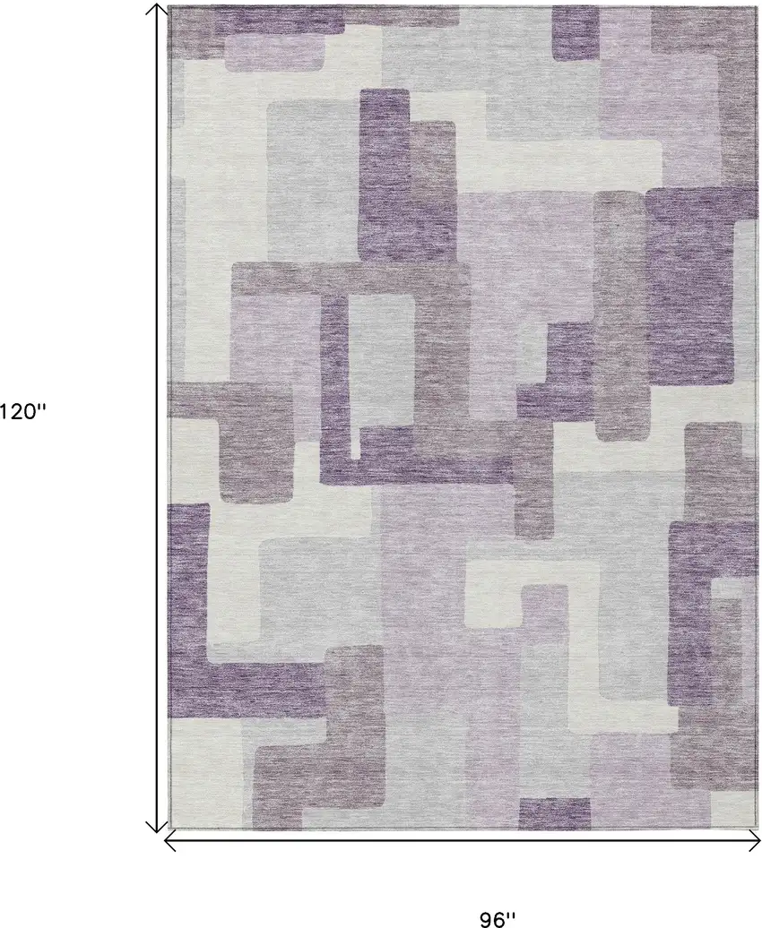 Lavender Purple And Ivory Abstract Washable Indoor Outdoor Area Rug Photo 3