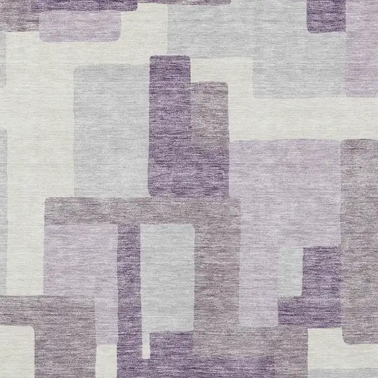 Lavender Purple And Ivory Abstract Washable Indoor Outdoor Area Rug Photo 4