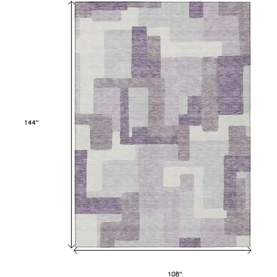 Lavender Purple And Ivory Abstract Washable Indoor Outdoor Area Rug Photo 3