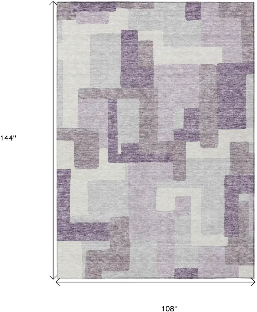 Lavender Purple And Ivory Abstract Washable Indoor Outdoor Area Rug Photo 3