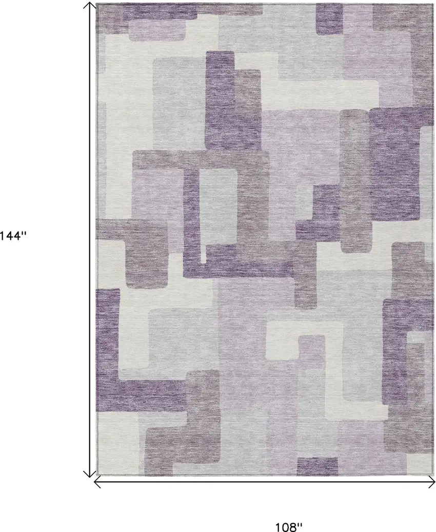Lavender Purple And Ivory Abstract Washable Indoor Outdoor Area Rug Photo 3