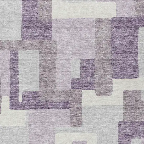 Lavender Purple And Ivory Abstract Washable Indoor Outdoor Area Rug Photo 5