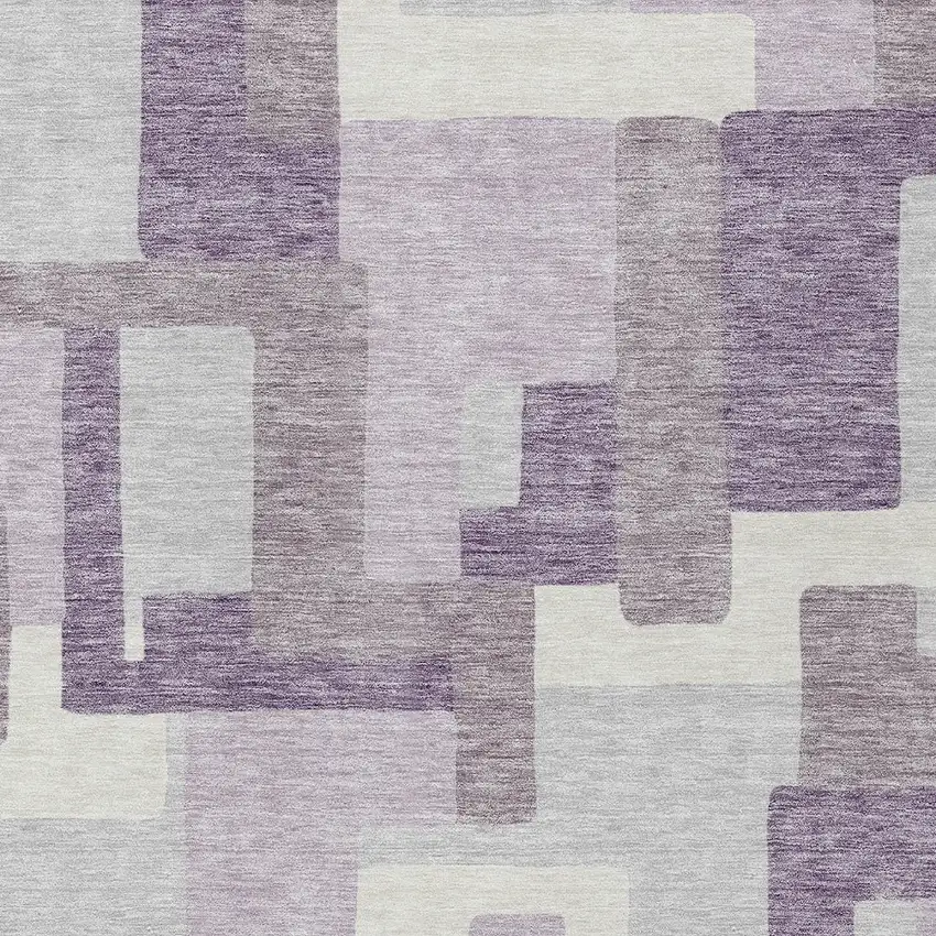 Lavender Purple And Ivory Abstract Washable Indoor Outdoor Area Rug Photo 5