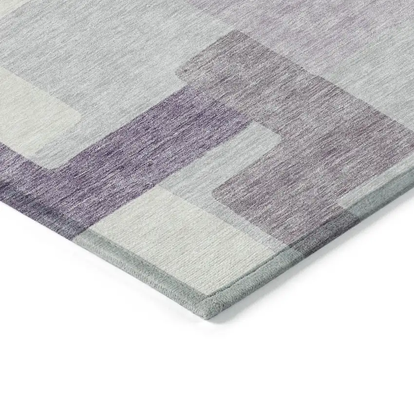 Lavender Purple And Ivory Abstract Washable Indoor Outdoor Area Rug Photo 3