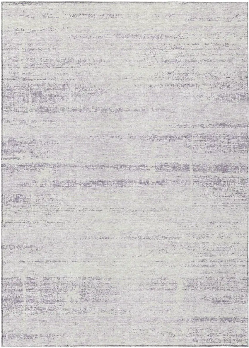 Lavender Purple And Ivory Abstract Washable Indoor Outdoor Area Rug Photo 1