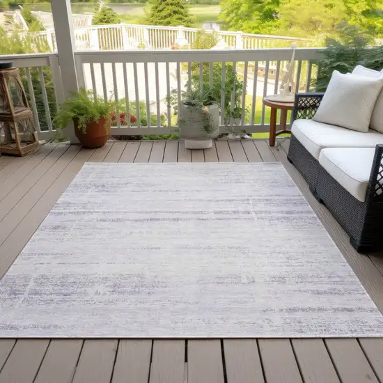 Lavender Purple And Ivory Abstract Washable Indoor Outdoor Area Rug Photo 8