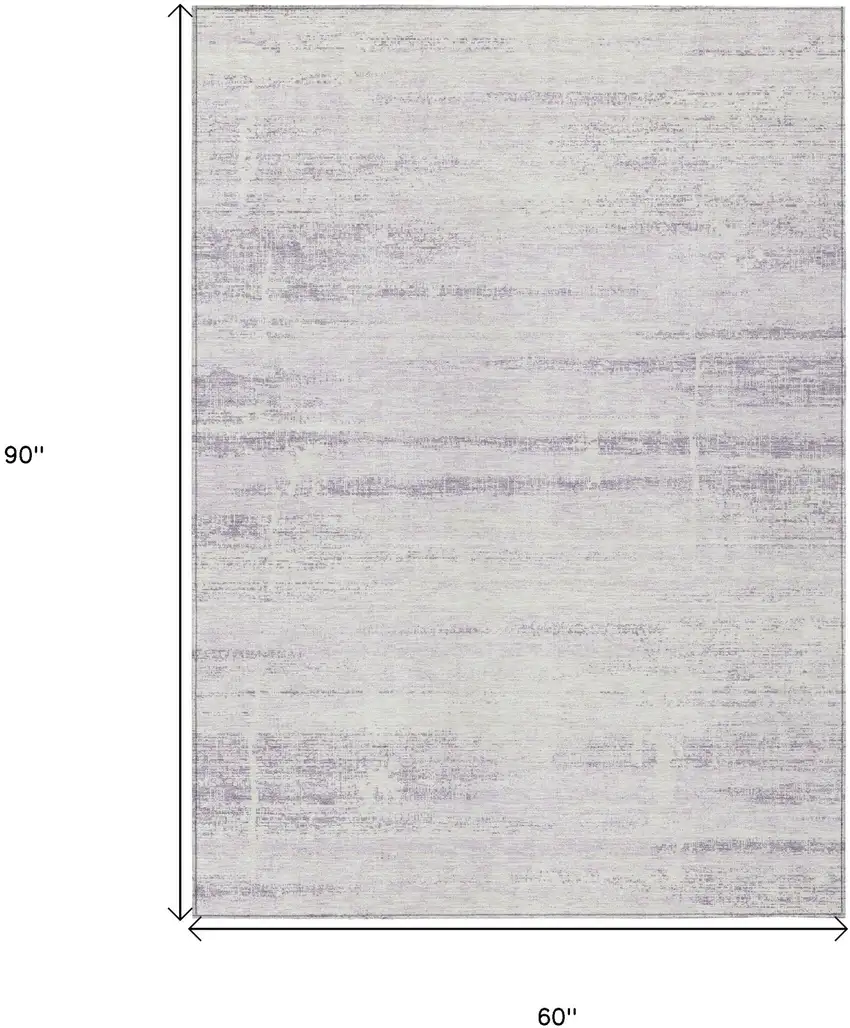 Lavender Purple And Ivory Abstract Washable Indoor Outdoor Area Rug Photo 3