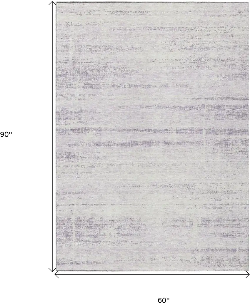 Lavender Purple And Ivory Abstract Washable Indoor Outdoor Area Rug Photo 3