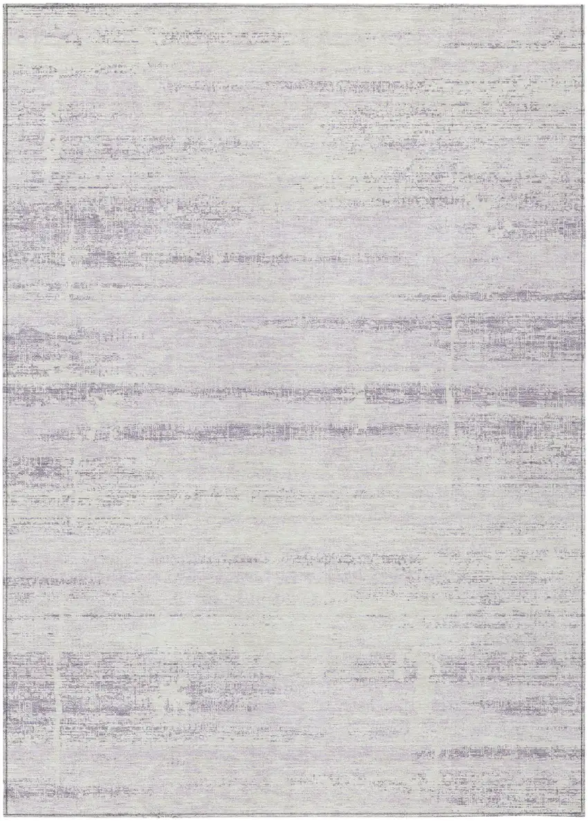 Lavender Purple And Ivory Abstract Washable Indoor Outdoor Area Rug Photo 1