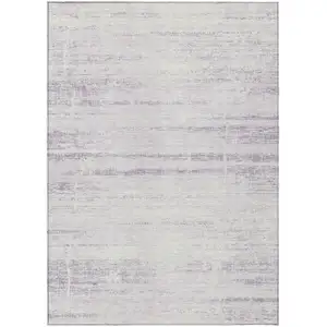 Photo of Lavender Purple And Ivory Abstract Washable Indoor Outdoor Area Rug