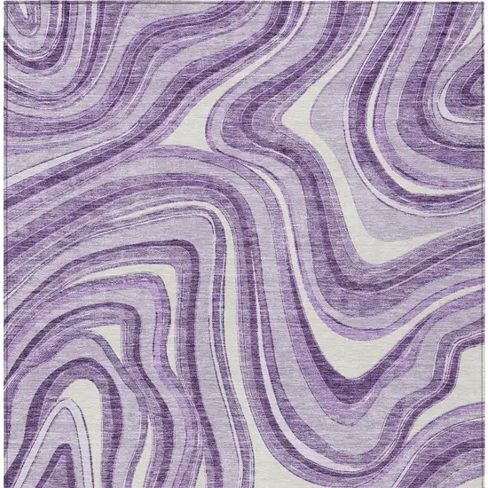 Lavender Purple And Ivory Abstract Washable Indoor Outdoor Area Rug Photo 5