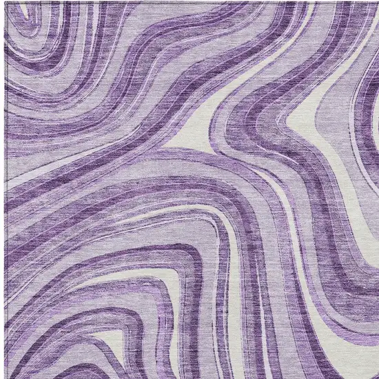 Lavender Purple And Ivory Abstract Washable Indoor Outdoor Area Rug Photo 4