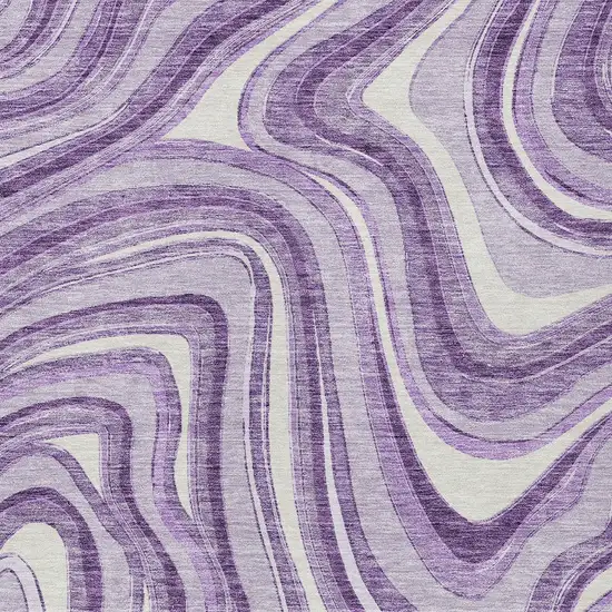 Lavender Purple And Ivory Abstract Washable Indoor Outdoor Area Rug Photo 4