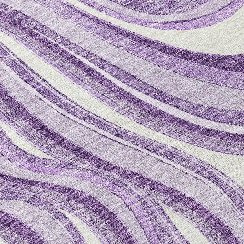 Lavender Purple And Ivory Abstract Washable Indoor Outdoor Area Rug Photo 8