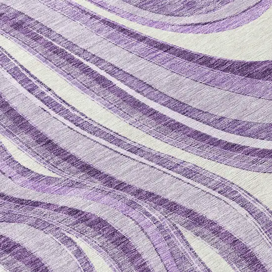 Lavender Purple And Ivory Abstract Washable Indoor Outdoor Area Rug Photo 8