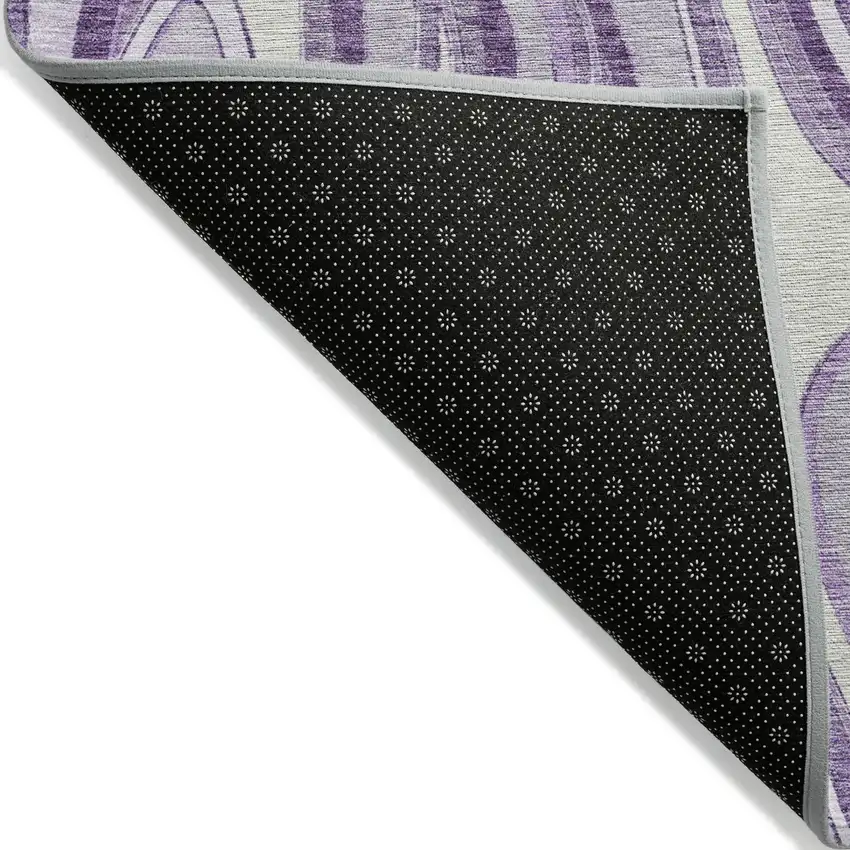 Lavender Purple And Ivory Abstract Washable Indoor Outdoor Area Rug Photo 2
