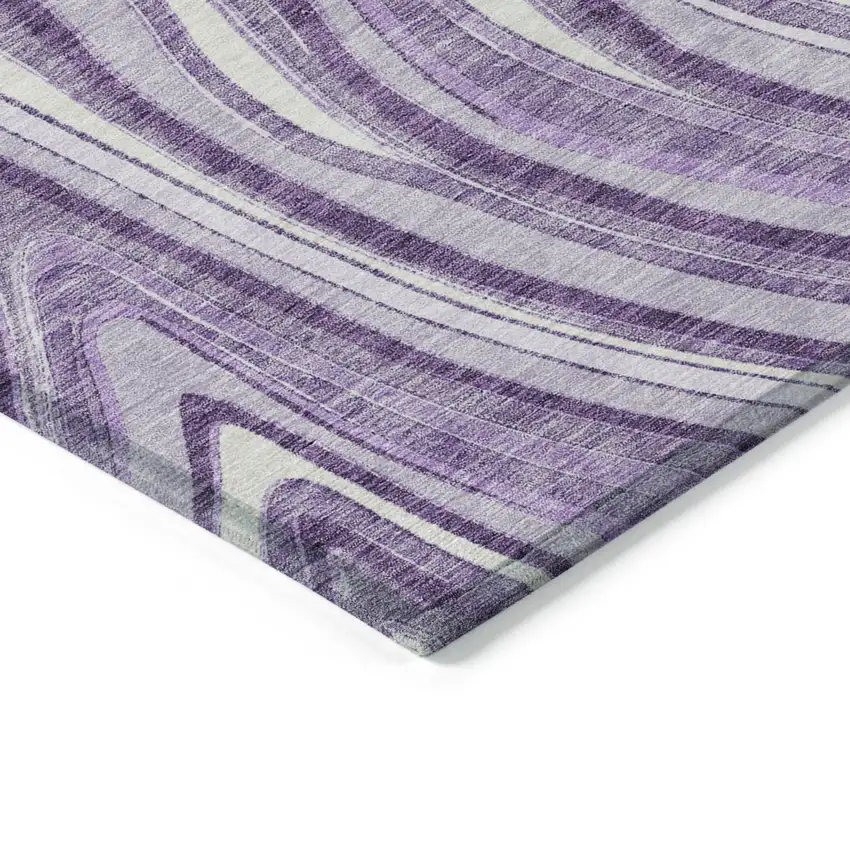 Lavender Purple And Ivory Abstract Washable Indoor Outdoor Area Rug Photo 3