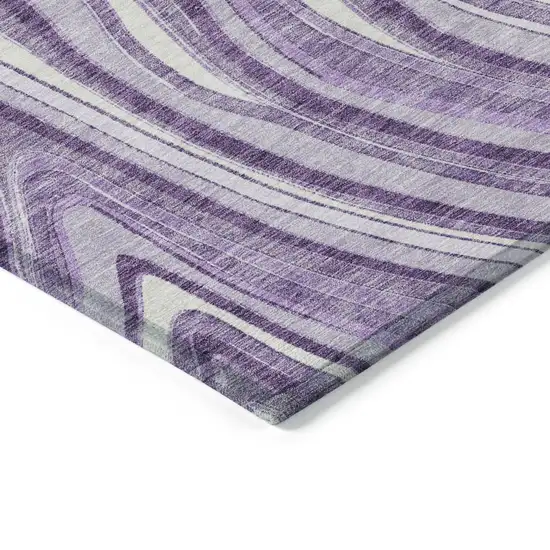Lavender Purple And Ivory Abstract Washable Indoor Outdoor Area Rug Photo 3