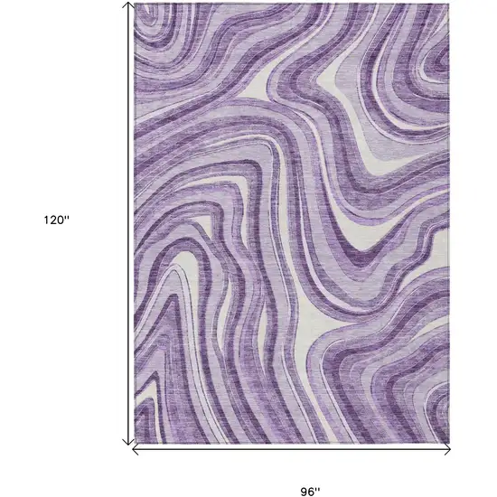 Lavender Purple And Ivory Abstract Washable Indoor Outdoor Area Rug Photo 7