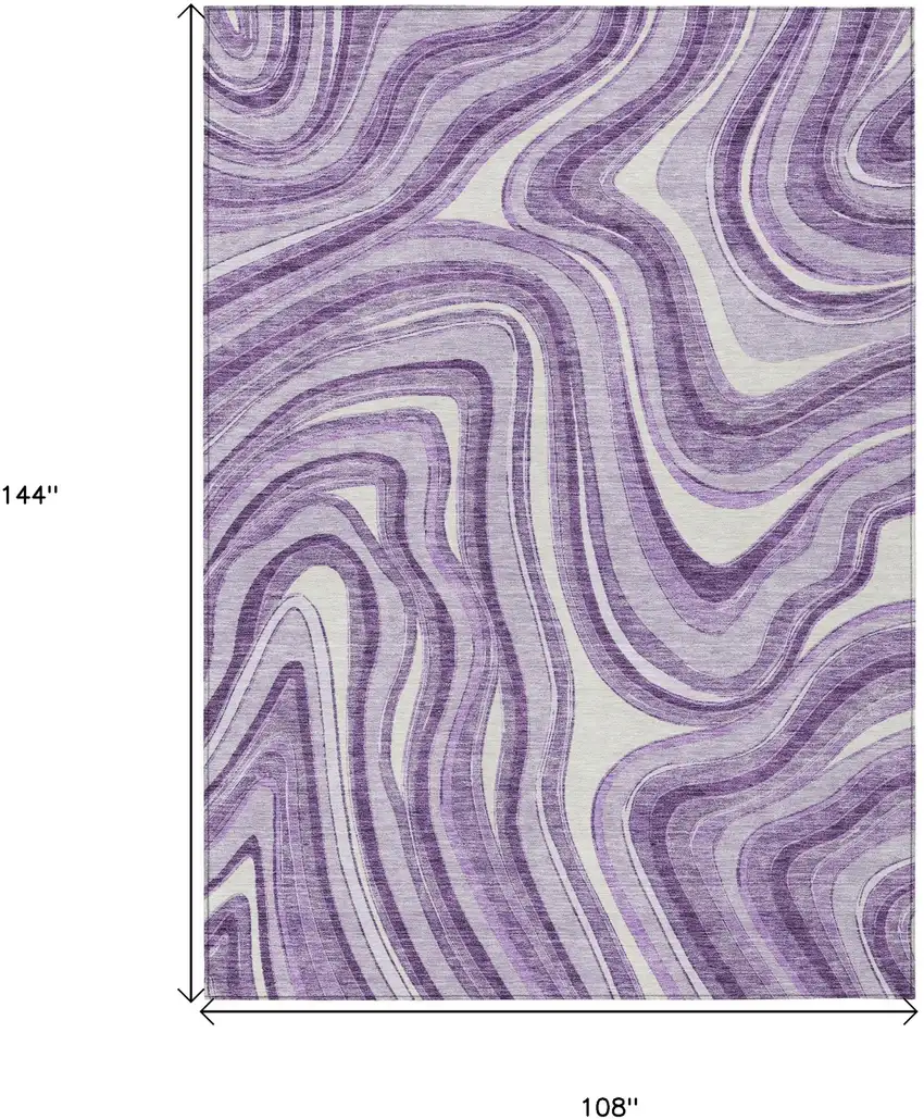 Lavender Purple And Ivory Abstract Washable Indoor Outdoor Area Rug Photo 7