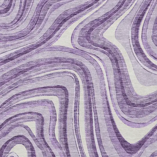 Lavender Purple And Ivory Abstract Washable Indoor Outdoor Area Rug Photo 4