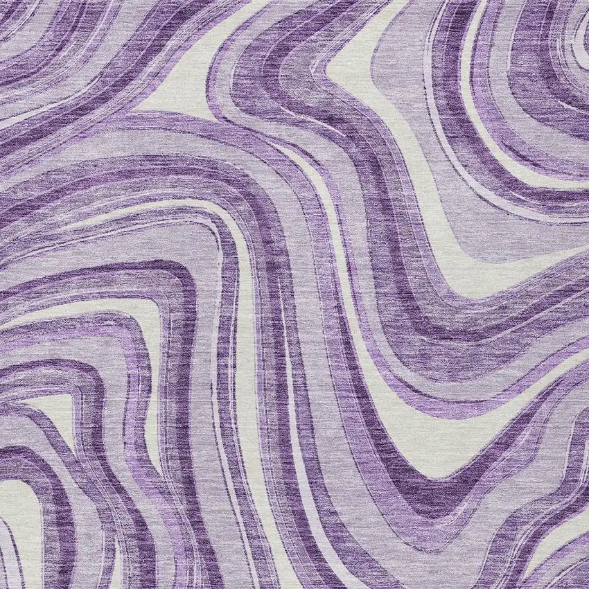 Lavender Purple And Ivory Abstract Washable Indoor Outdoor Area Rug Photo 4