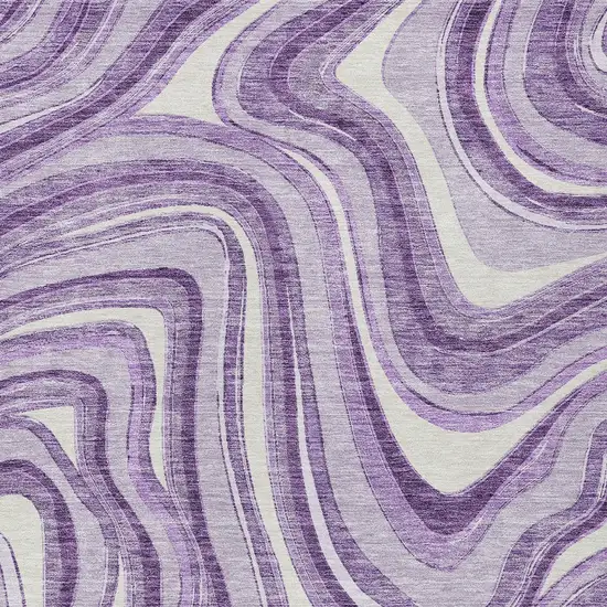 Lavender Purple And Ivory Abstract Washable Indoor Outdoor Area Rug Photo 4