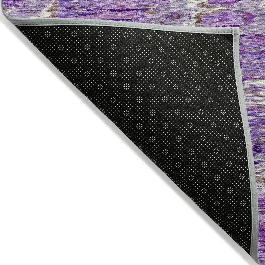 Lavender Purple And Ivory Abstract Washable Indoor Outdoor Area Rug Photo 3