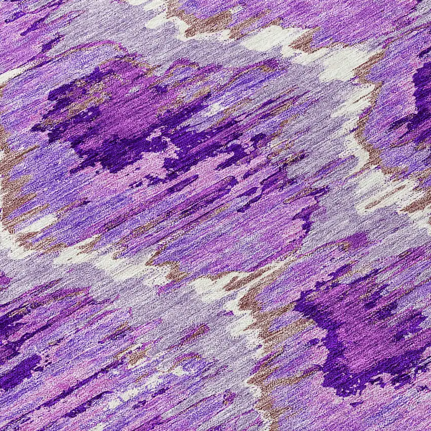 Lavender Purple And Ivory Abstract Washable Indoor Outdoor Area Rug Photo 5