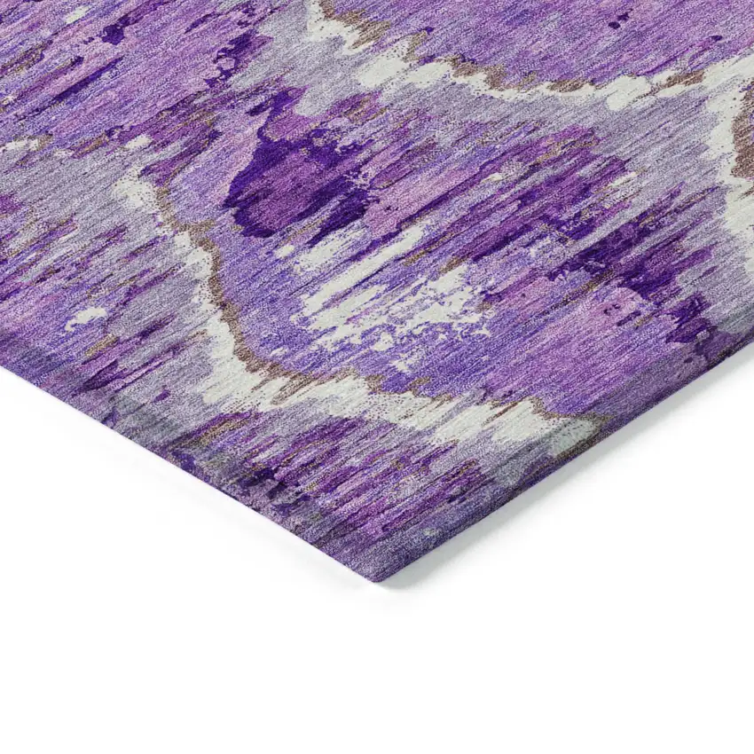 Lavender Purple And Ivory Abstract Washable Indoor Outdoor Area Rug Photo 4