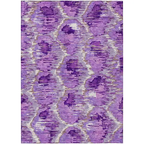 Lavender Purple And Ivory Abstract Washable Indoor Outdoor Area Rug Photo 2
