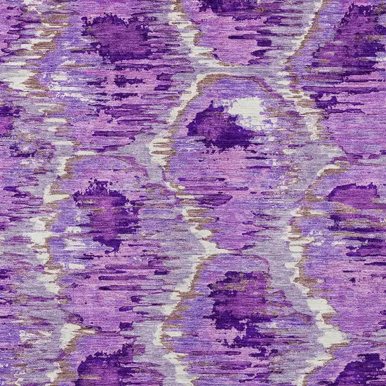 Lavender Purple And Ivory Abstract Washable Indoor Outdoor Area Rug Photo 5